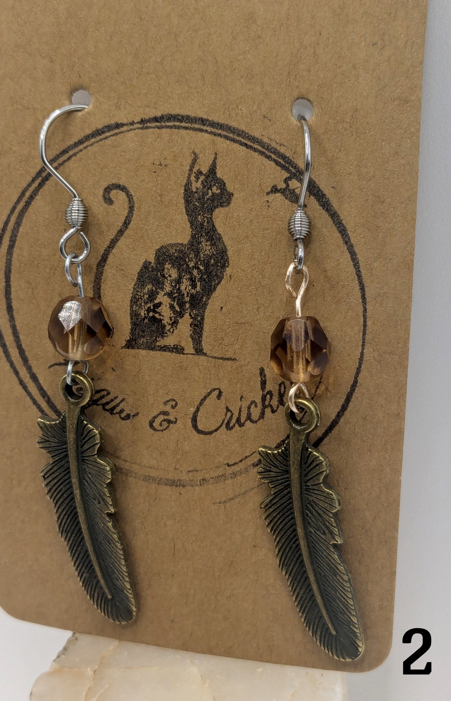 Amber Feather earrings