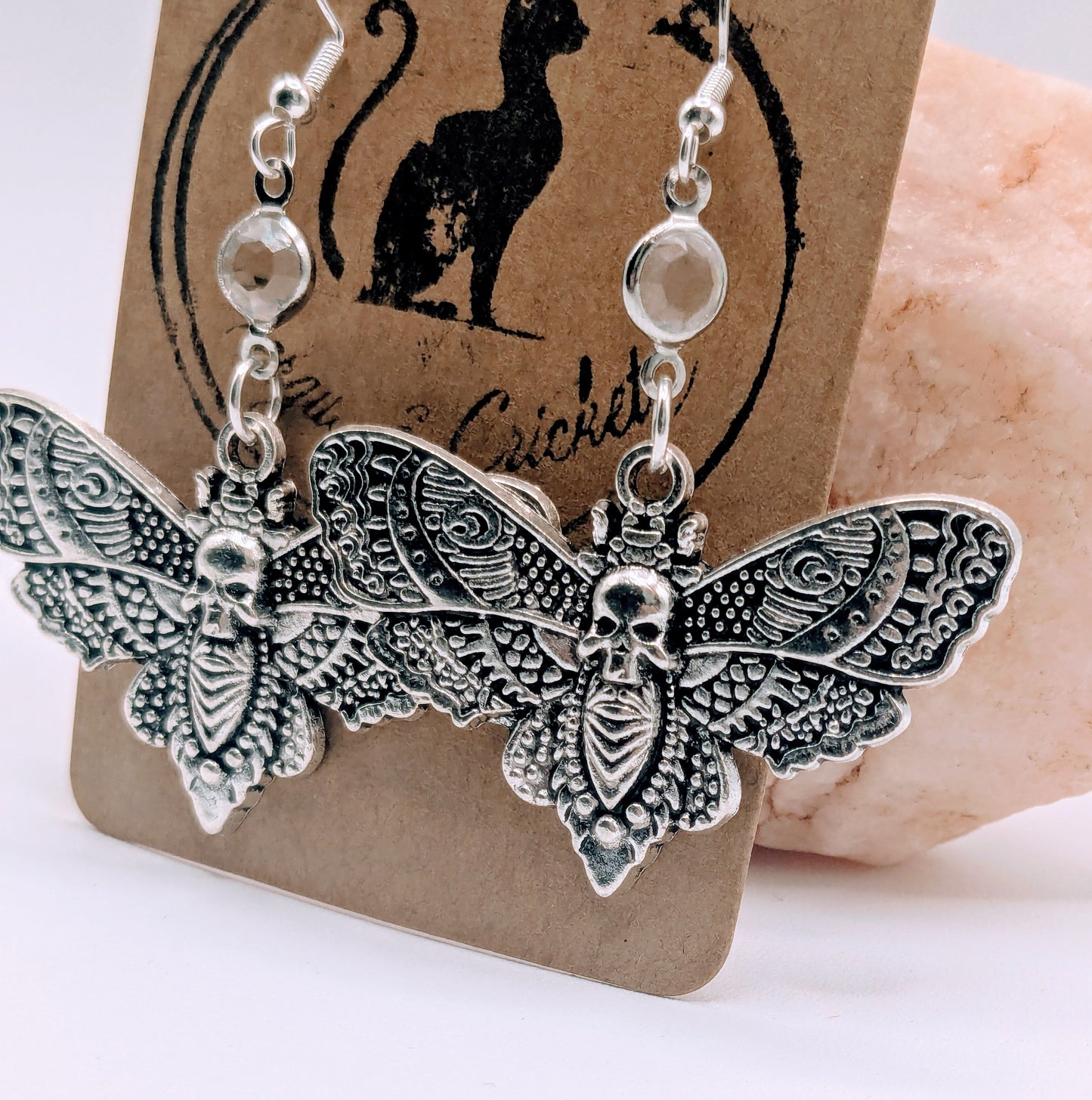 Death's head moth earrings