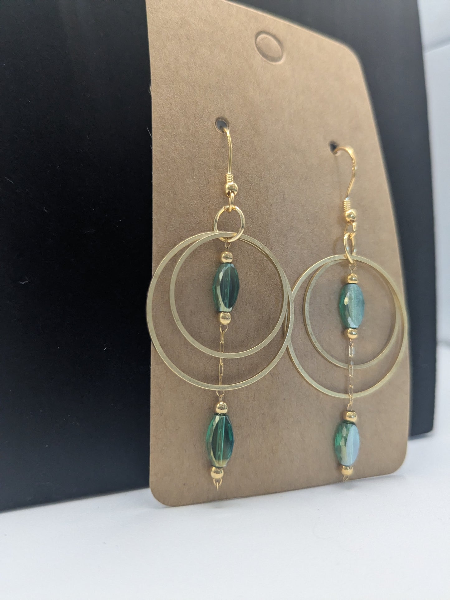 14k gold plated Art Deco earrings
