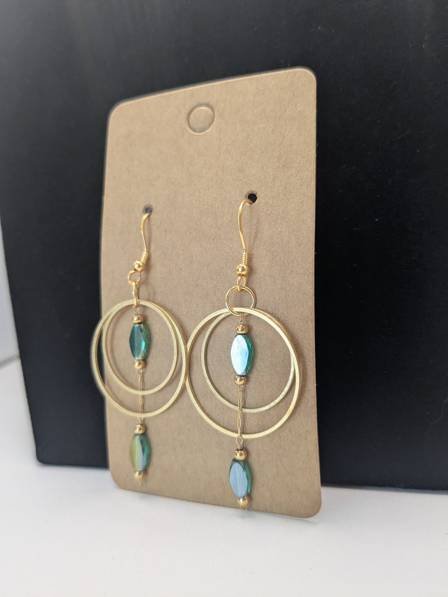 14k gold plated Art Deco earrings