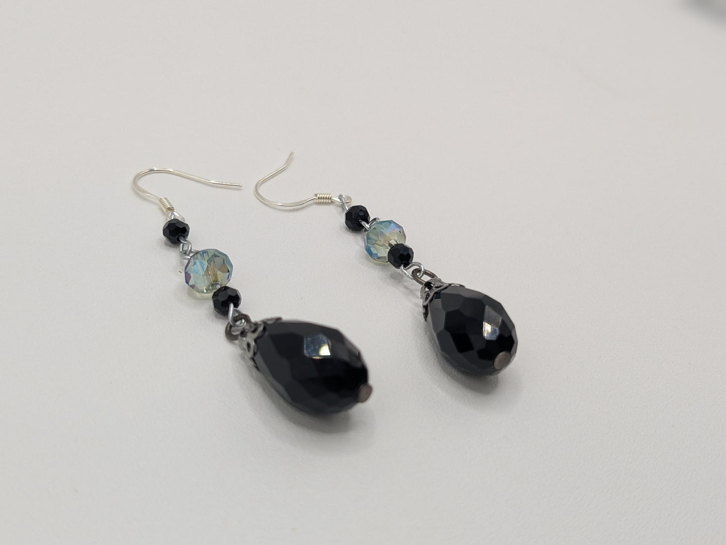 Edwardian black glass earrings