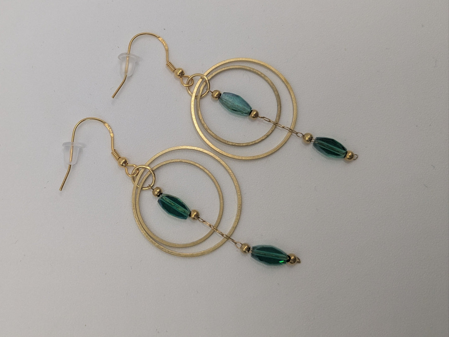 14k gold plated Art Deco earrings