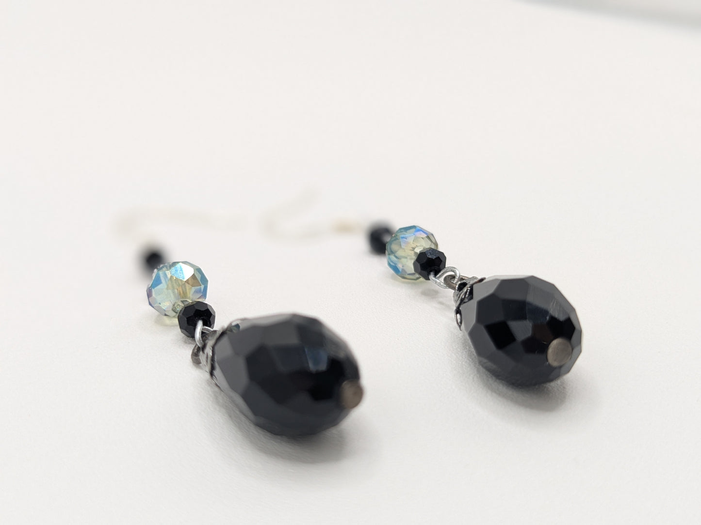 Edwardian black glass earrings