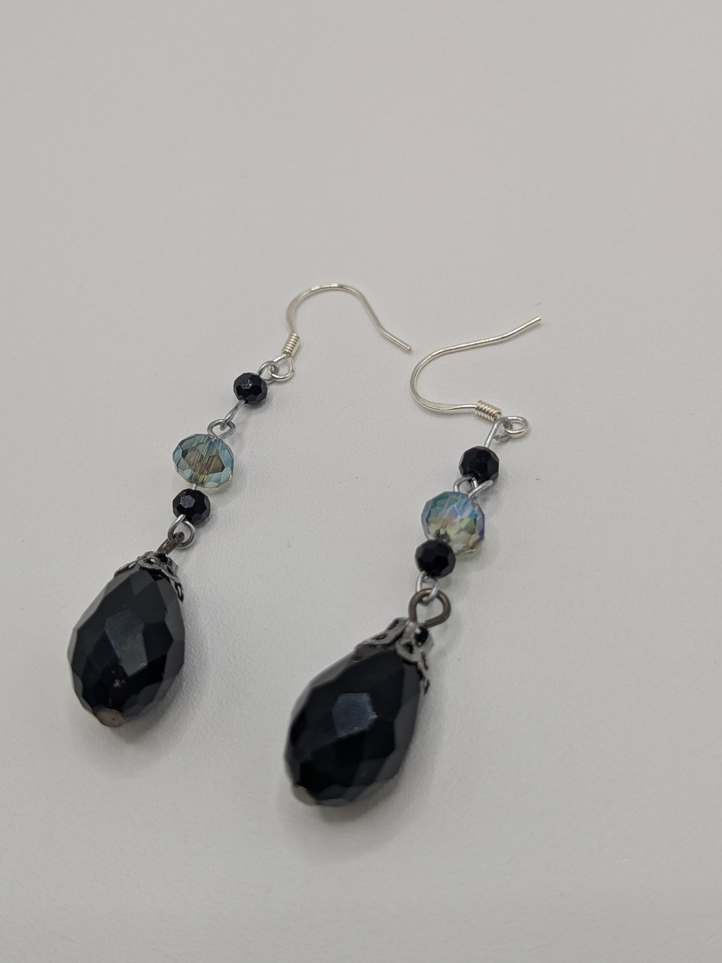 Edwardian black glass earrings