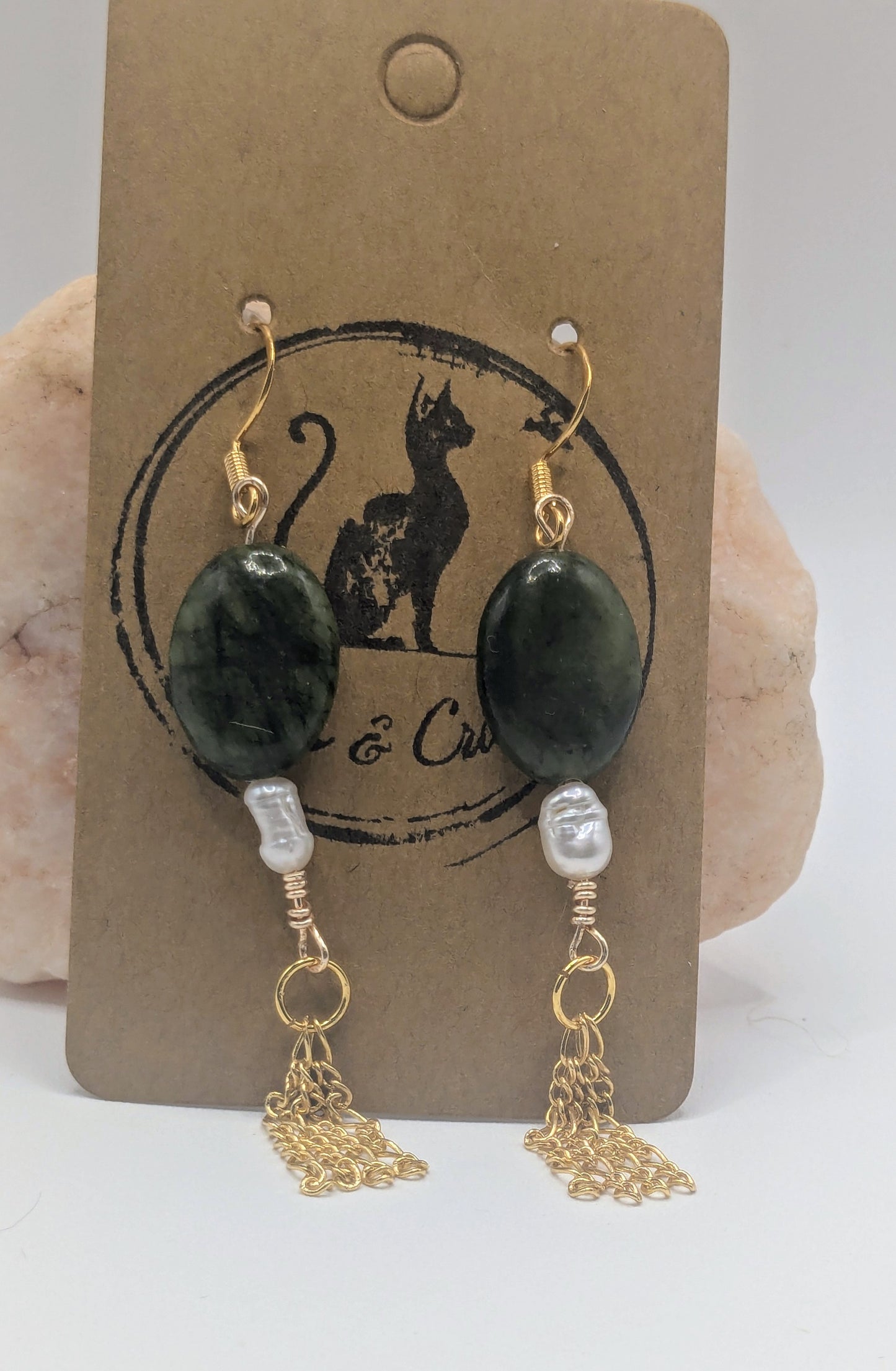 Jade and Pearl earrings