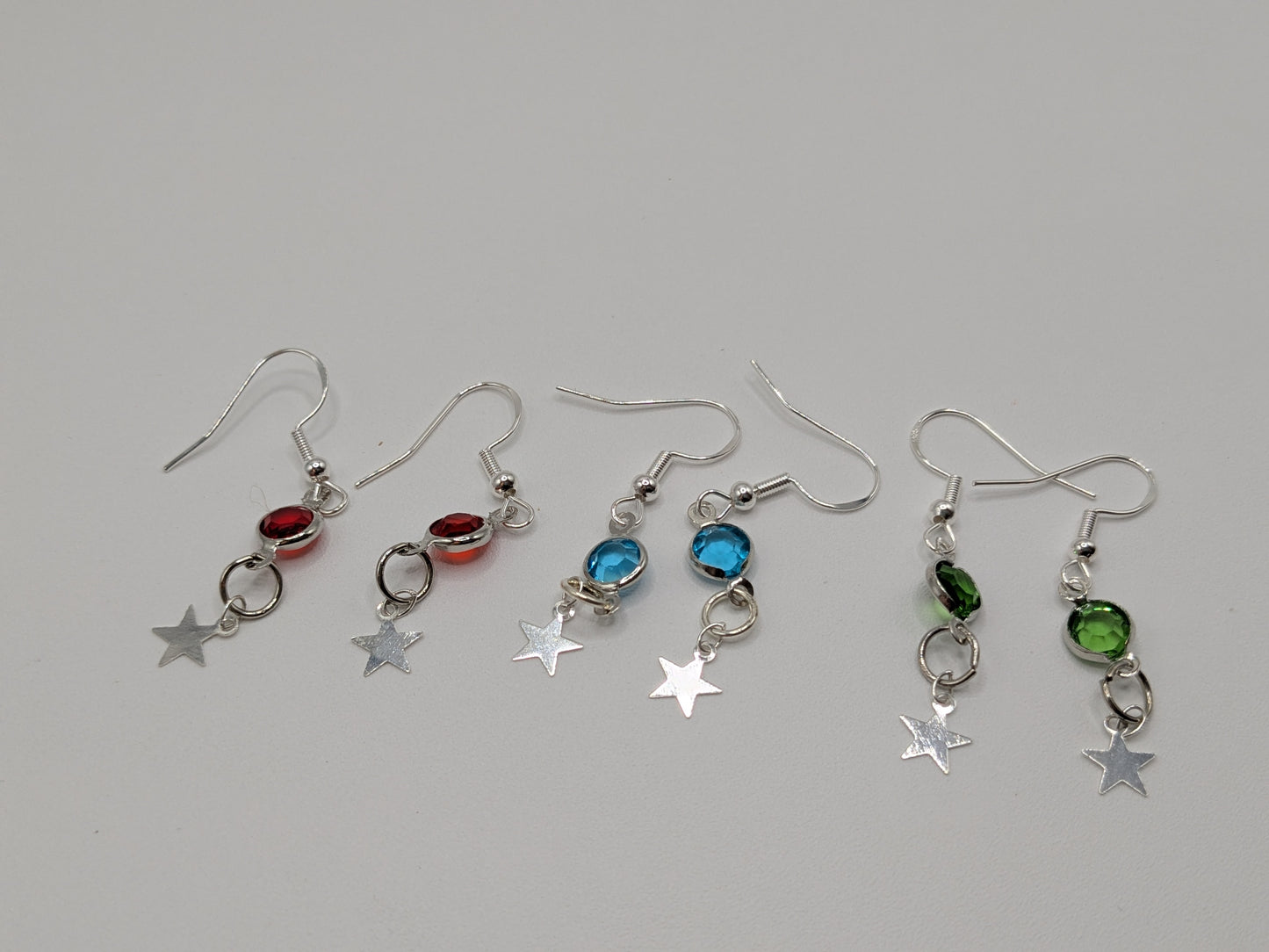 Colorful gem star earrings