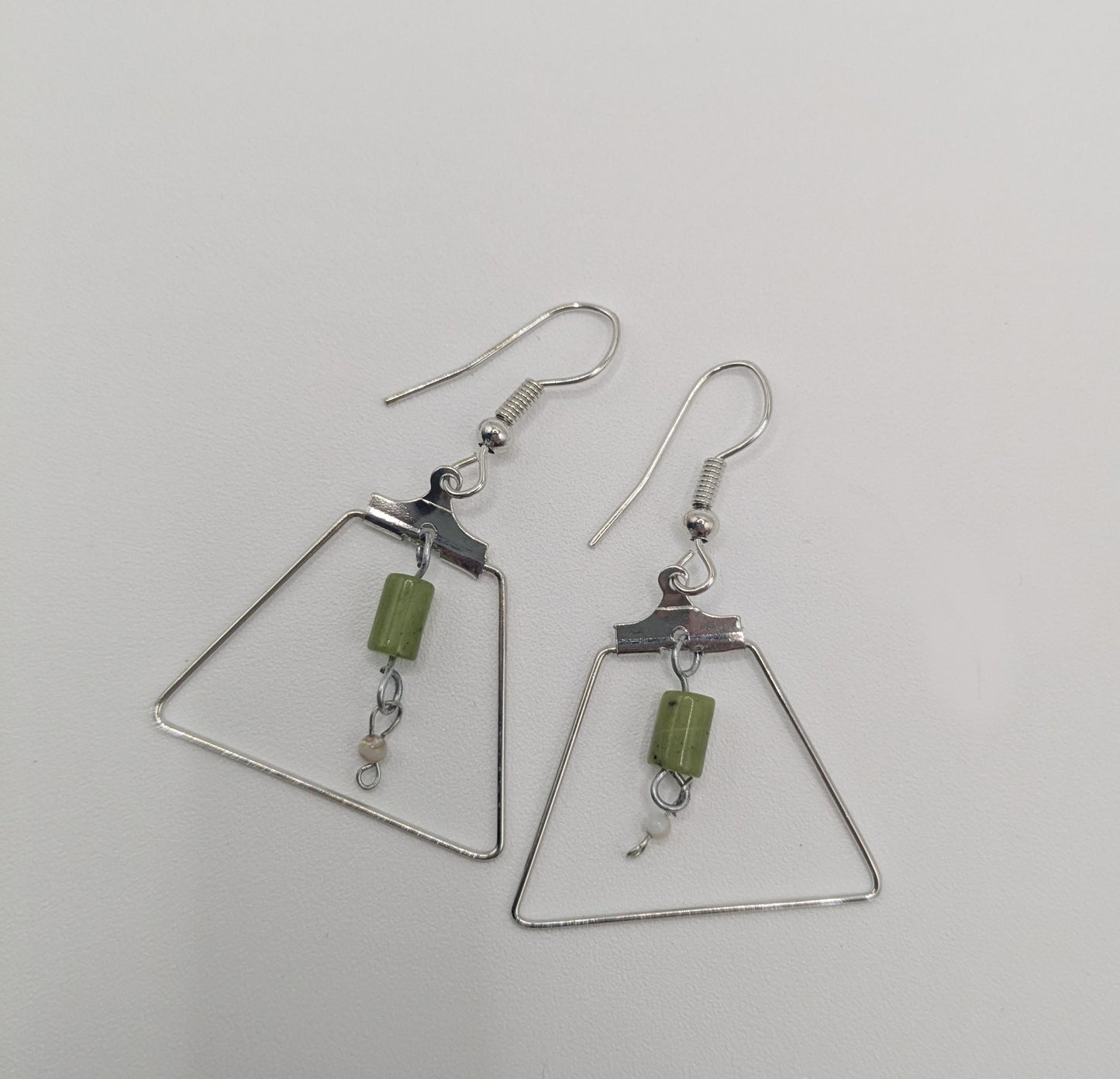 Moss green stone and pearl earrings