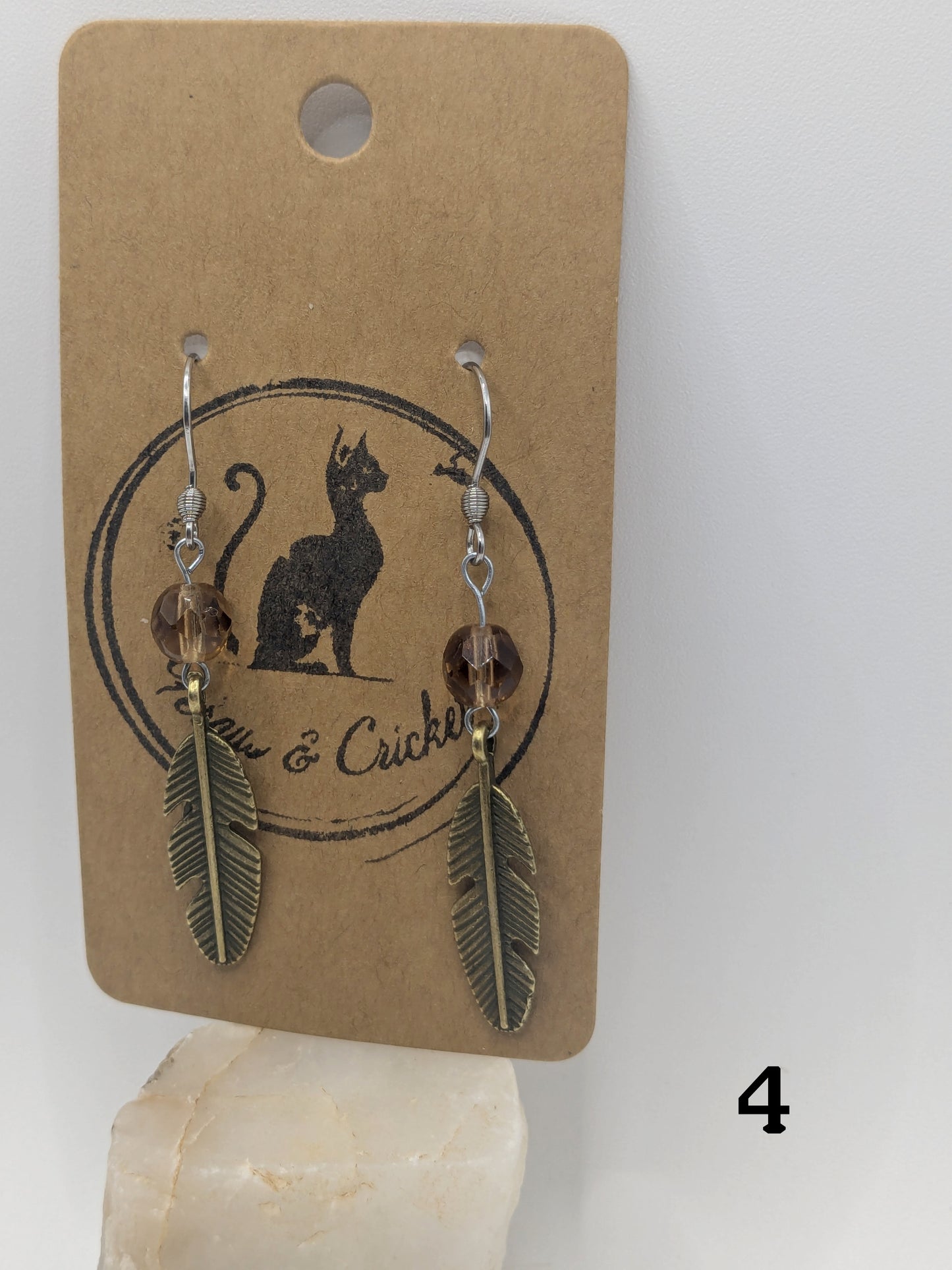 Amber Feather earrings