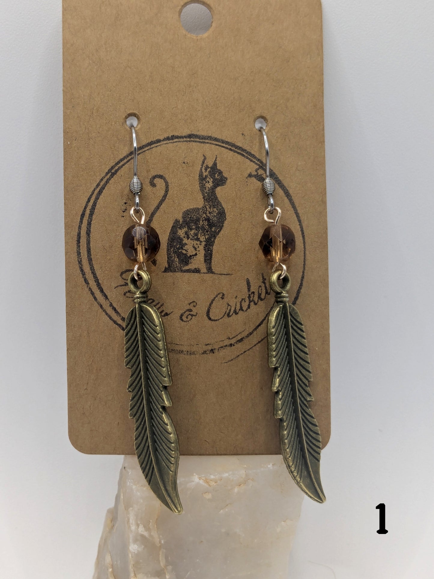 Amber Feather earrings