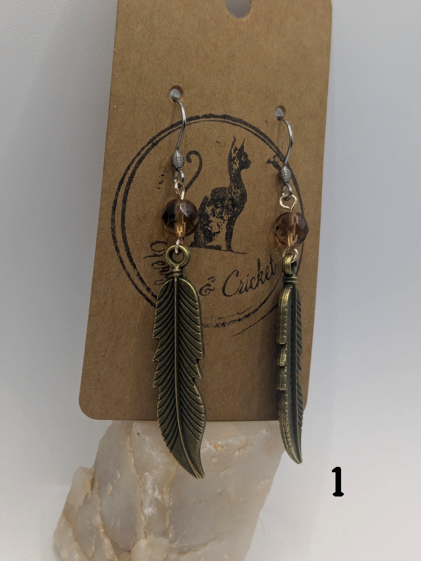 Amber Feather earrings