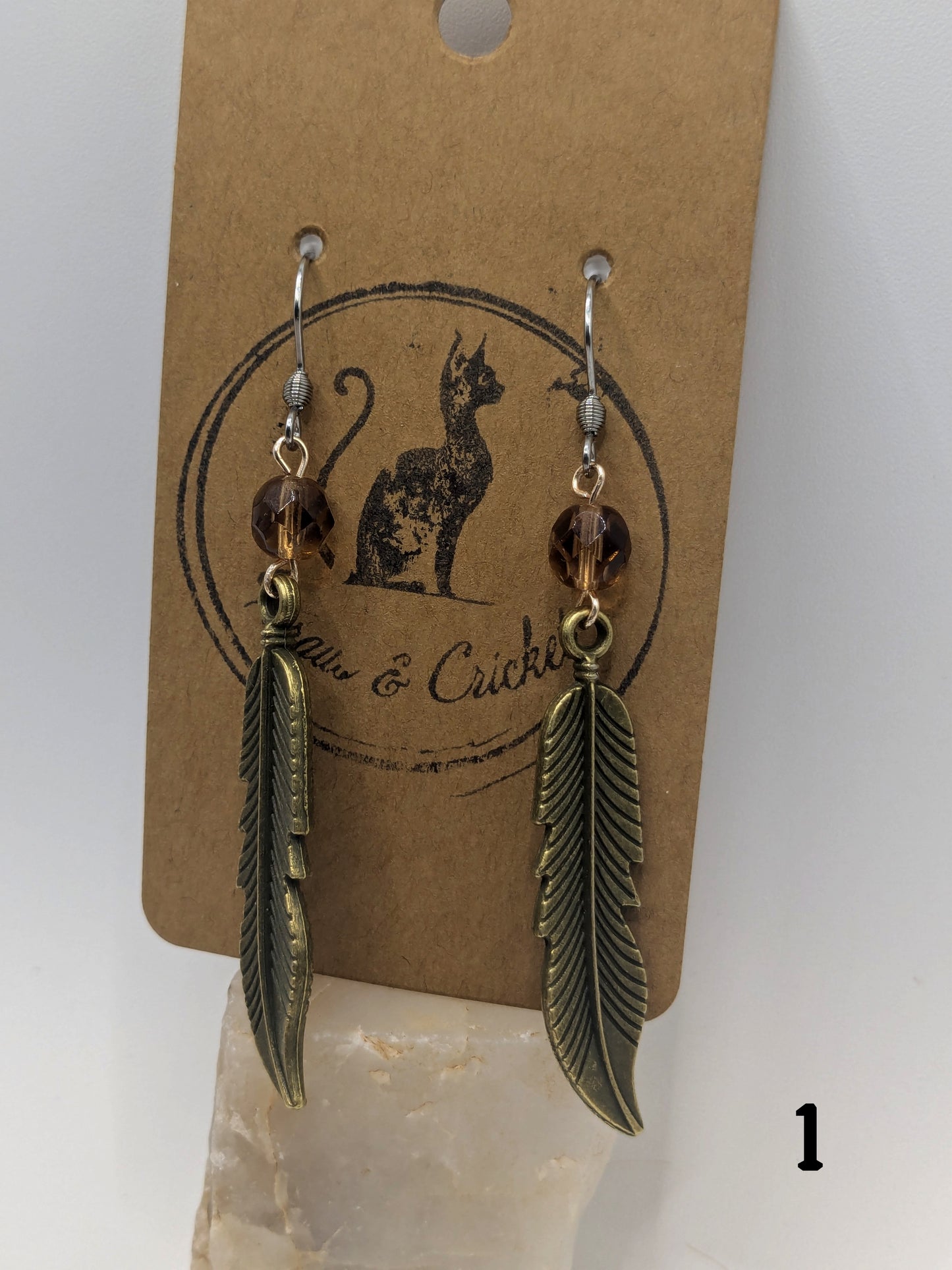 Amber Feather earrings