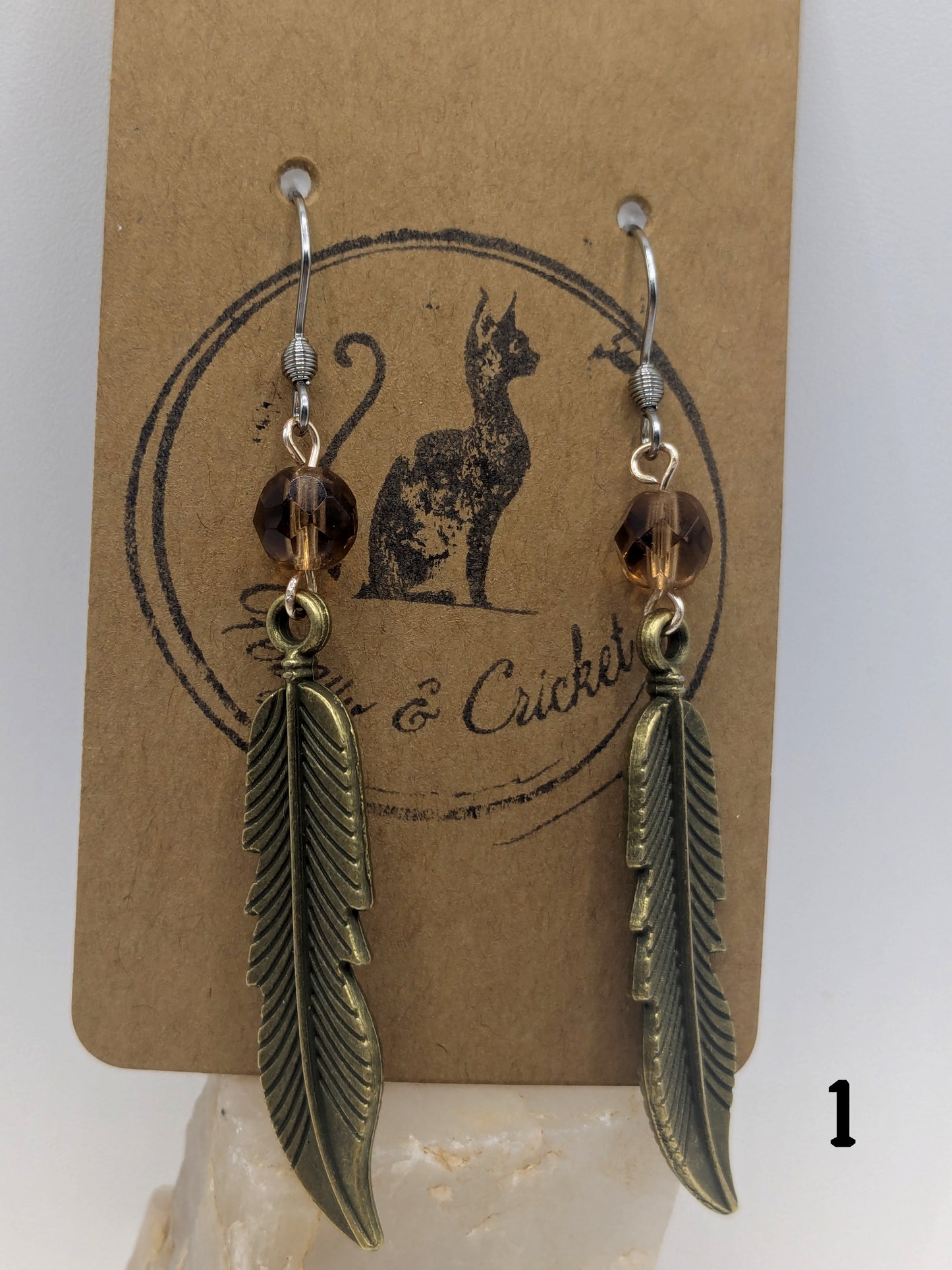 Amber Feather earrings