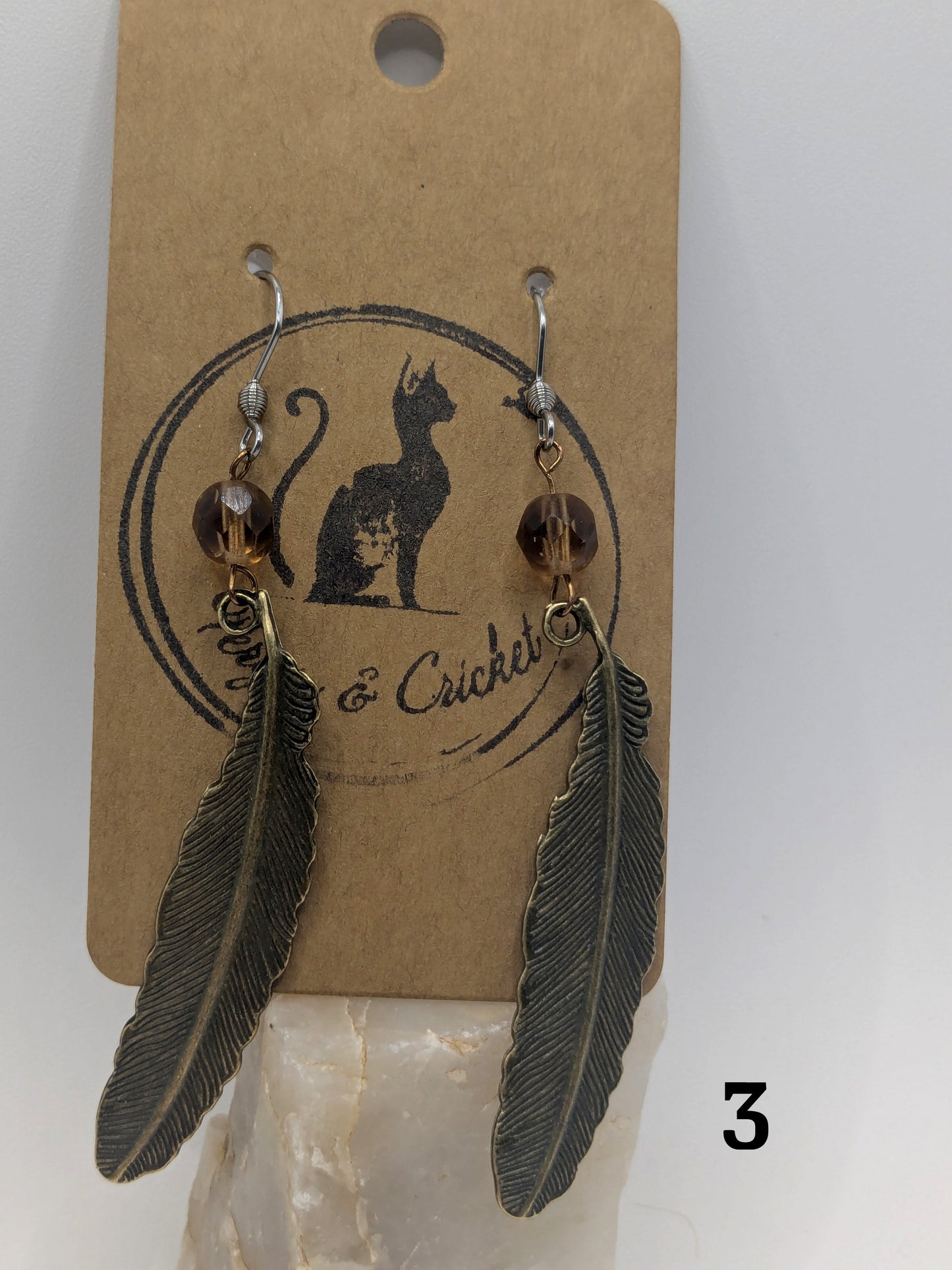 Amber Feather earrings
