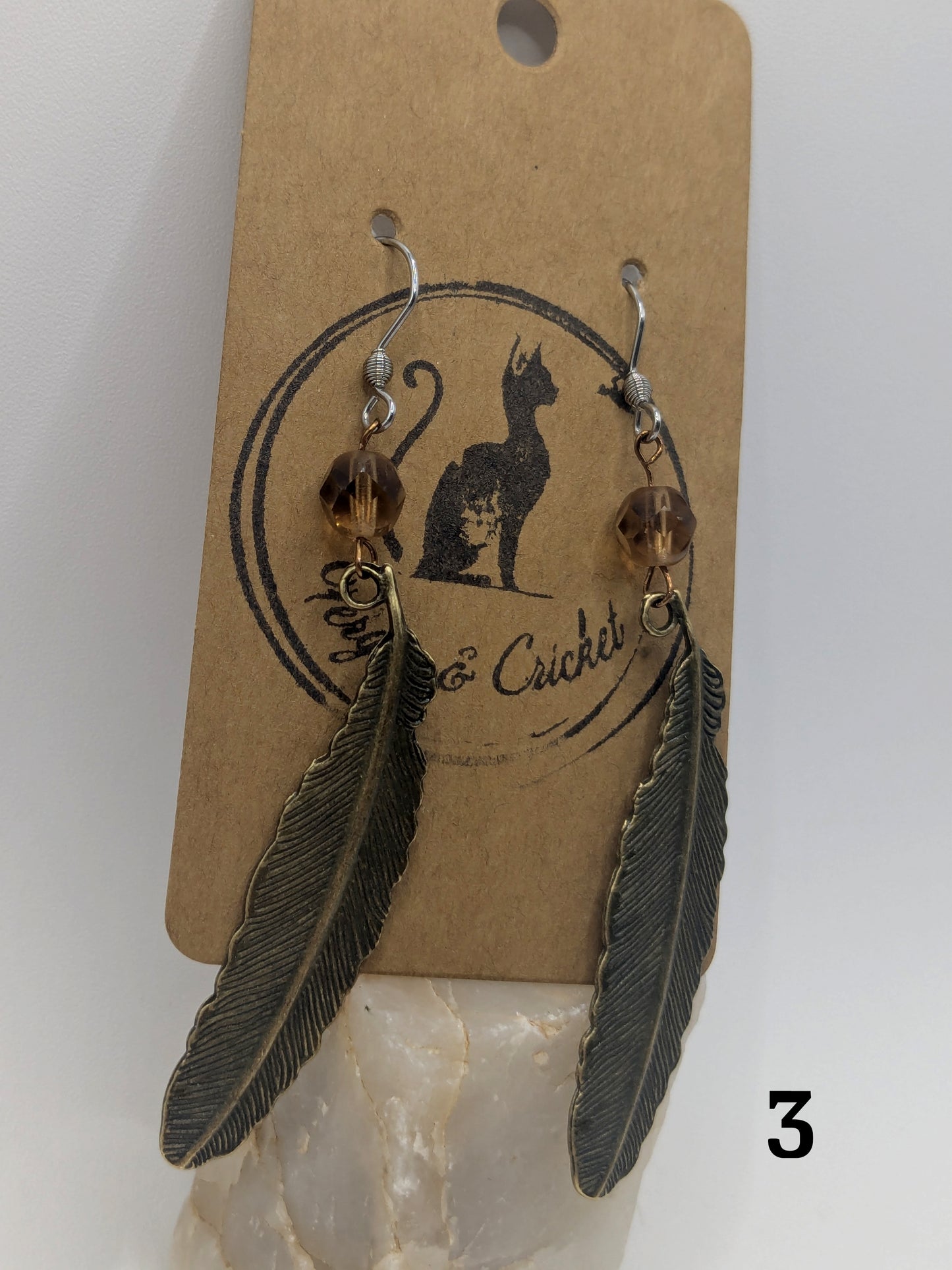 Amber Feather earrings