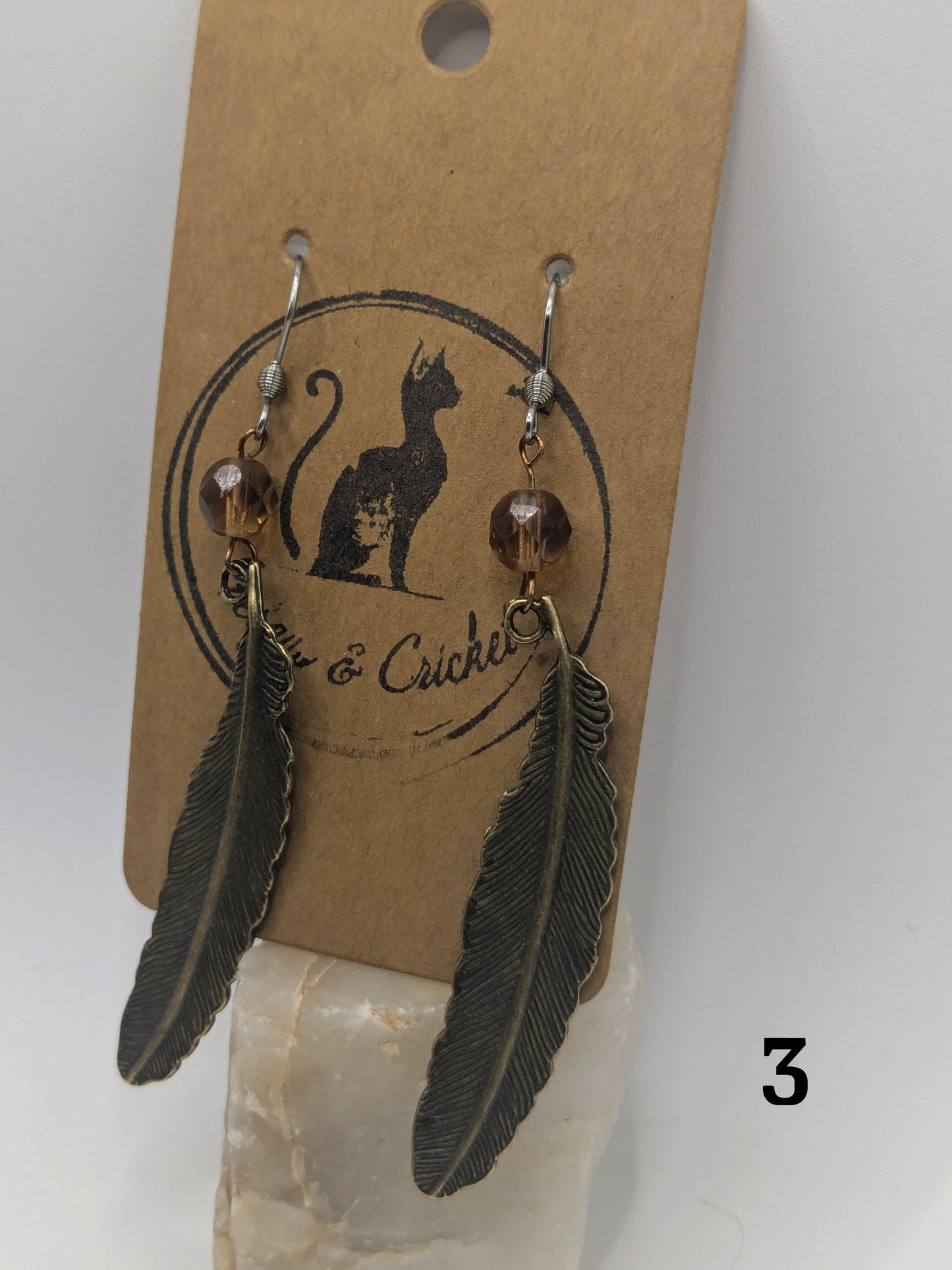 Amber Feather earrings