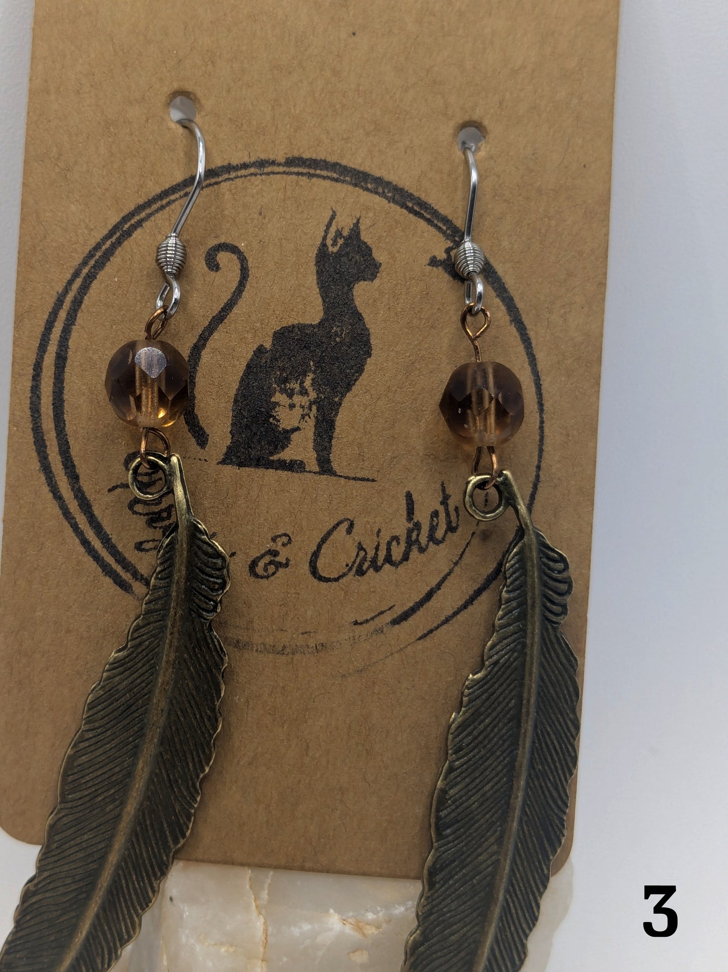 Amber Feather earrings