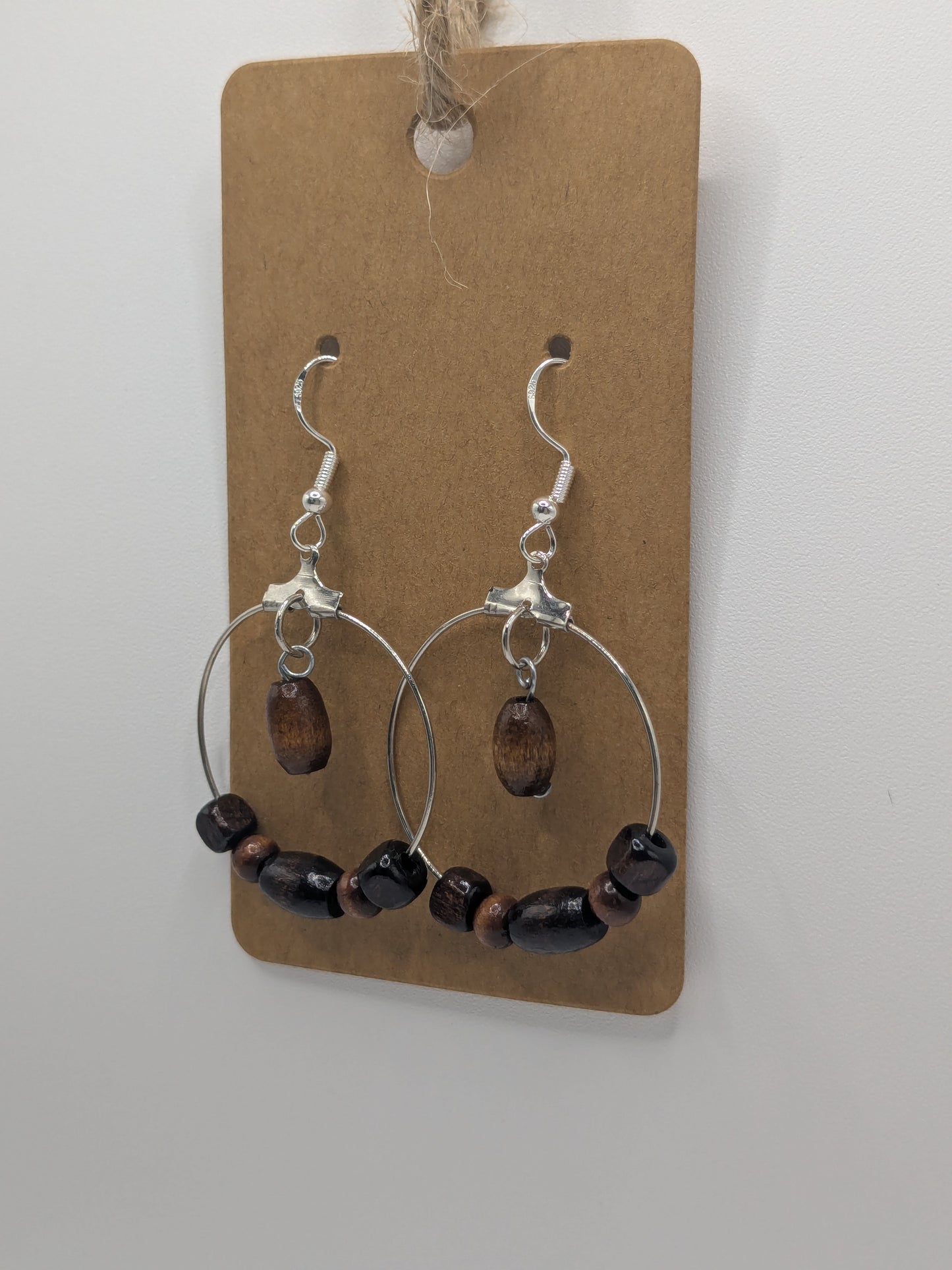 Dark wood bead earrings.
