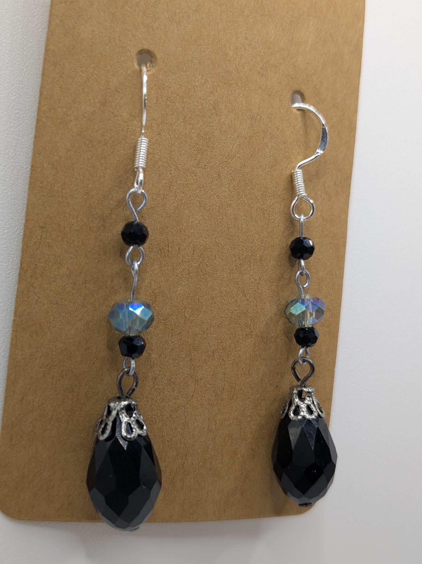 Edwardian black glass earrings