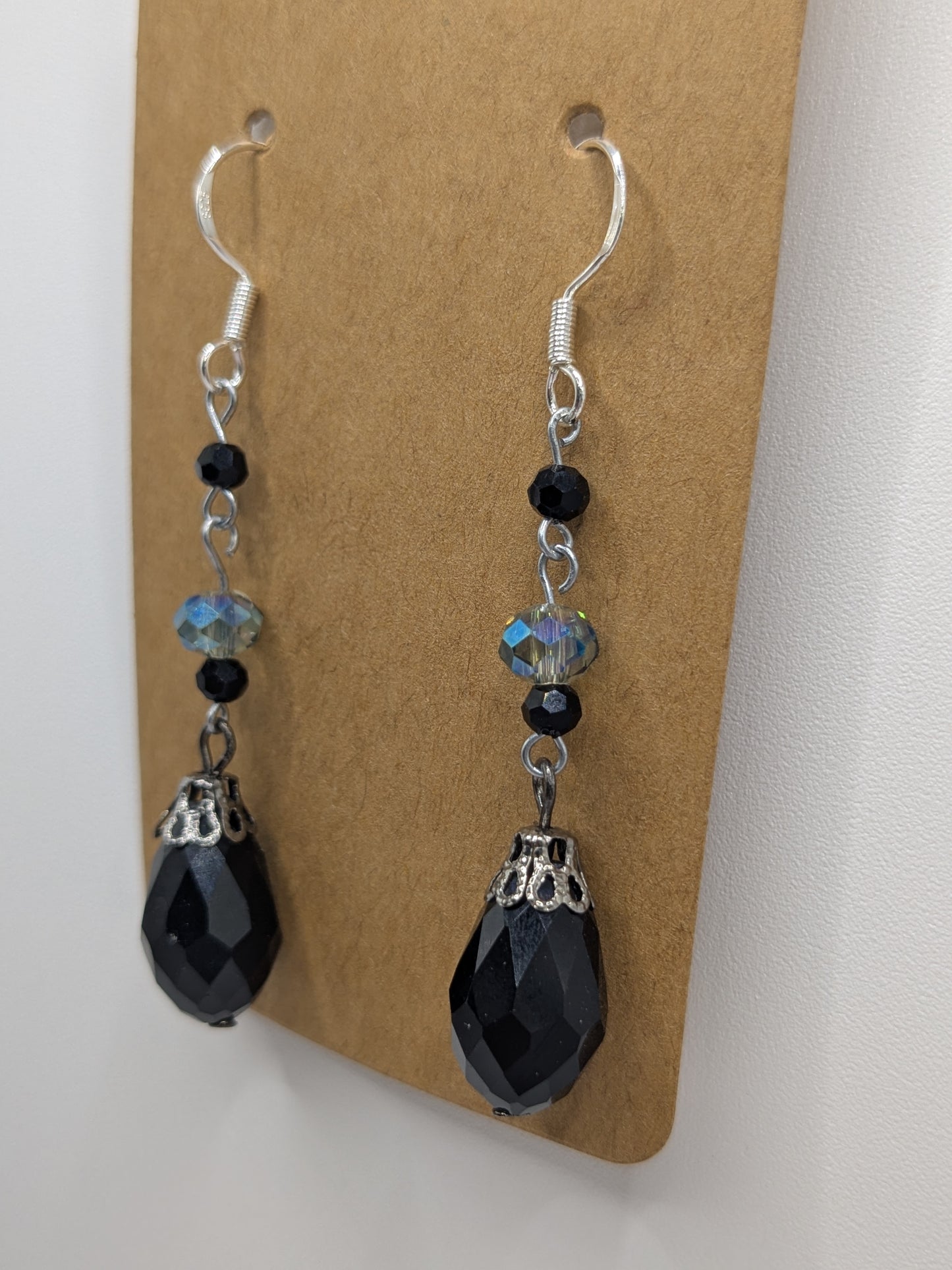 Edwardian black glass earrings
