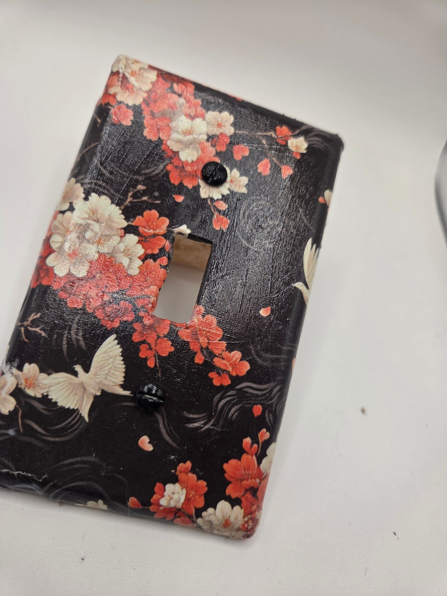 Japanese paper art single light switch cover