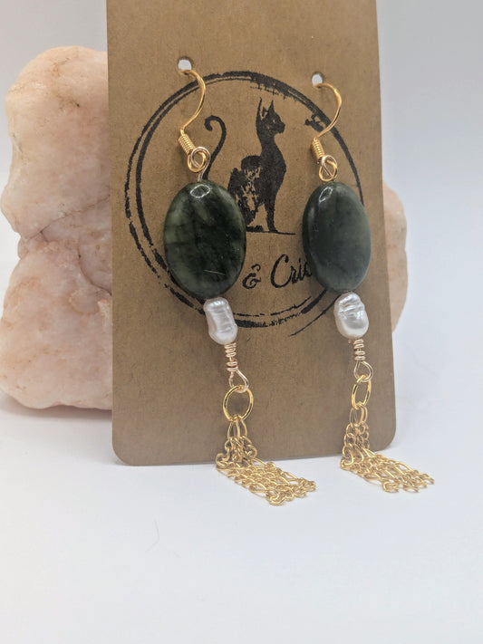 Jade and Pearl earrings