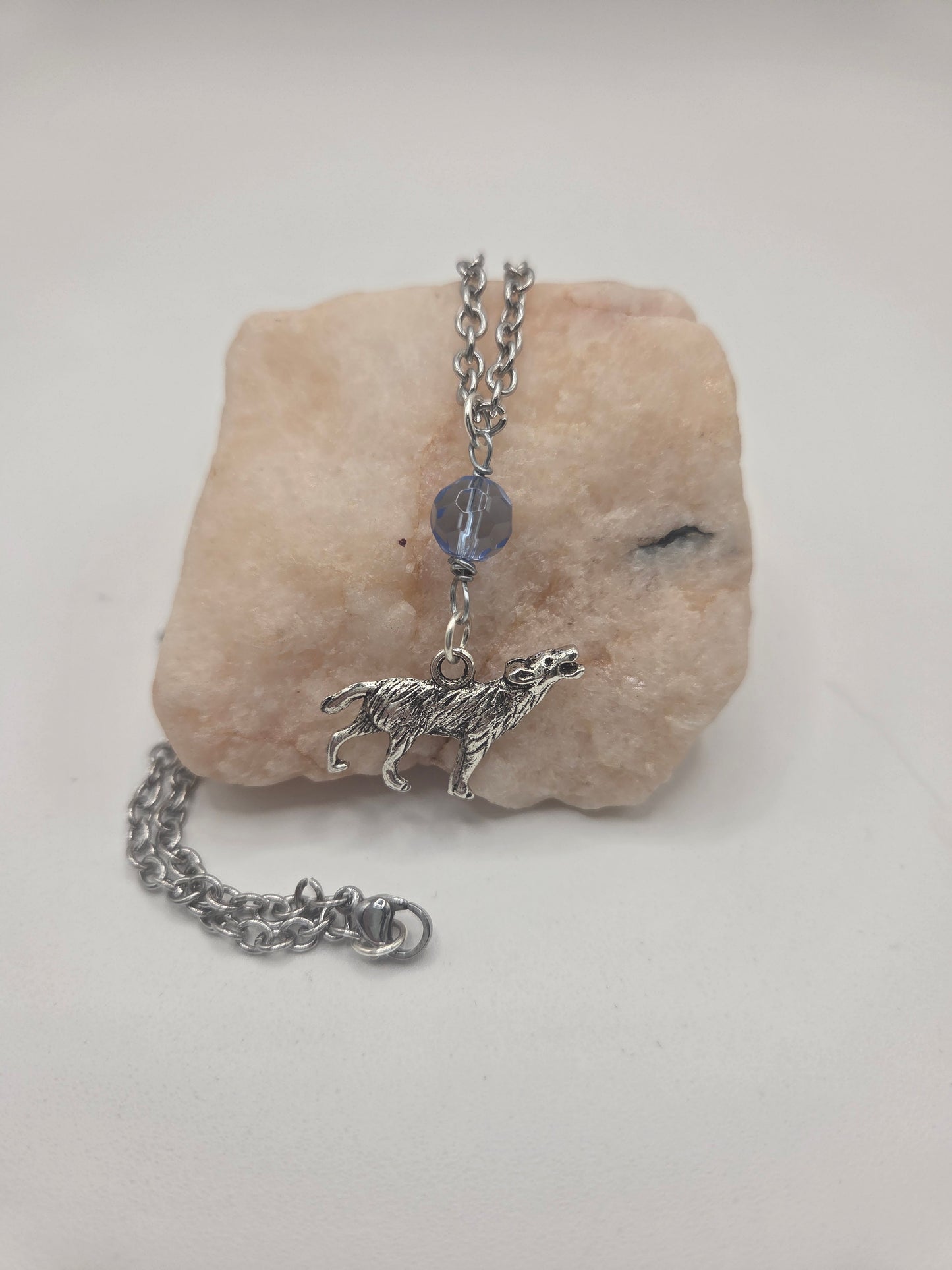 Howling Wolf necklace, blue