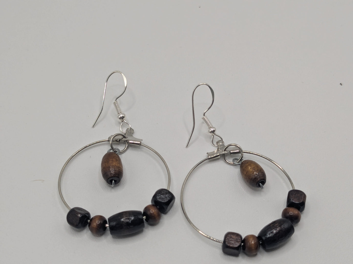 Dark wood bead earrings.