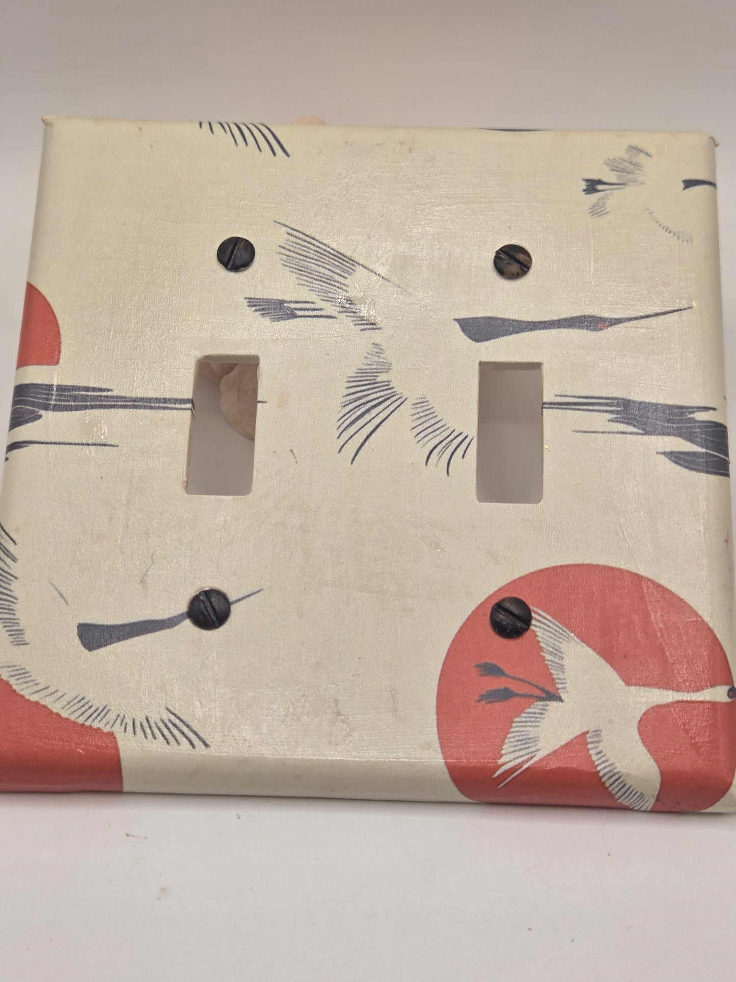 Japanese Cranes art double light switch plate covers