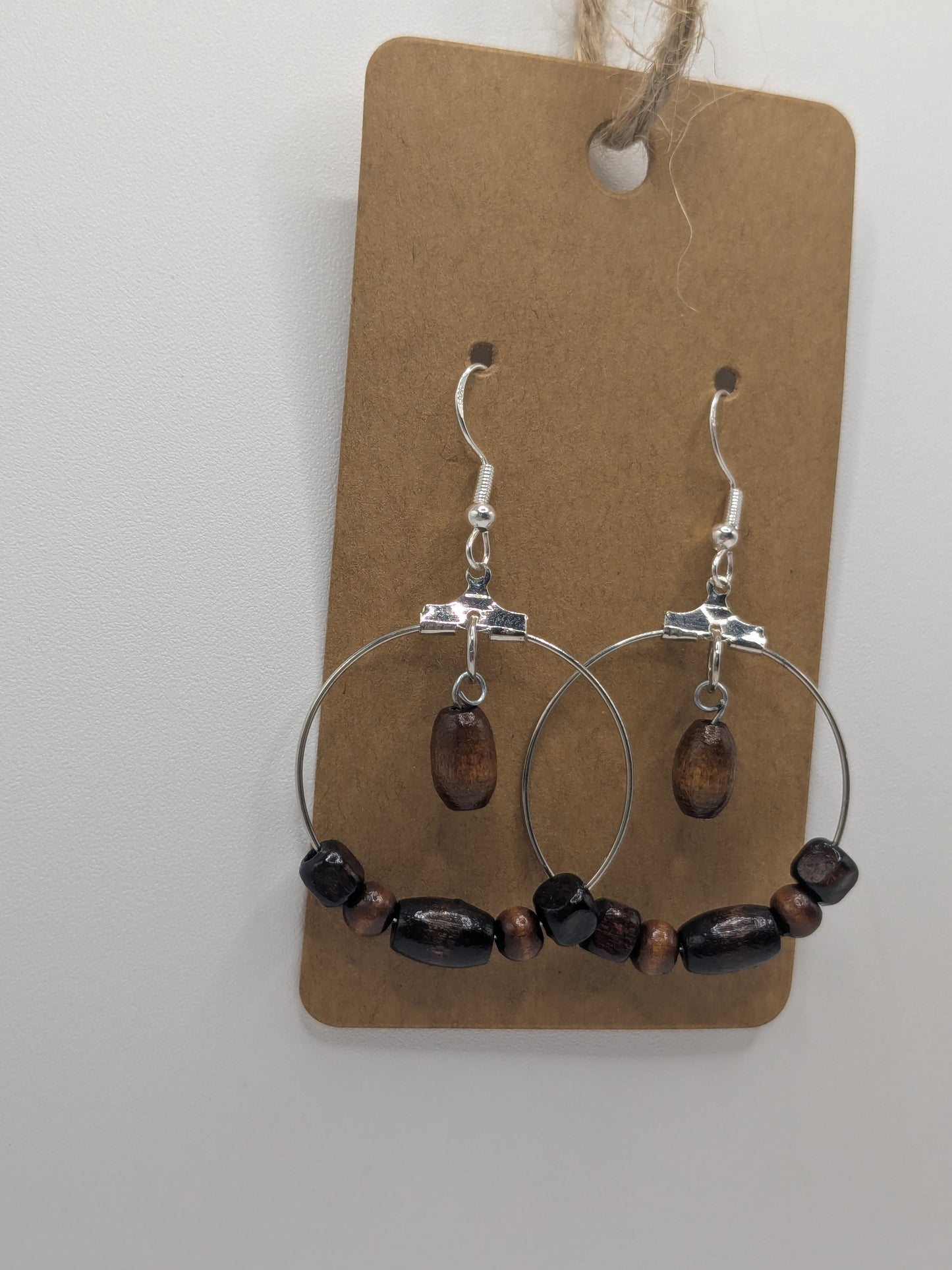 Dark wood bead earrings.