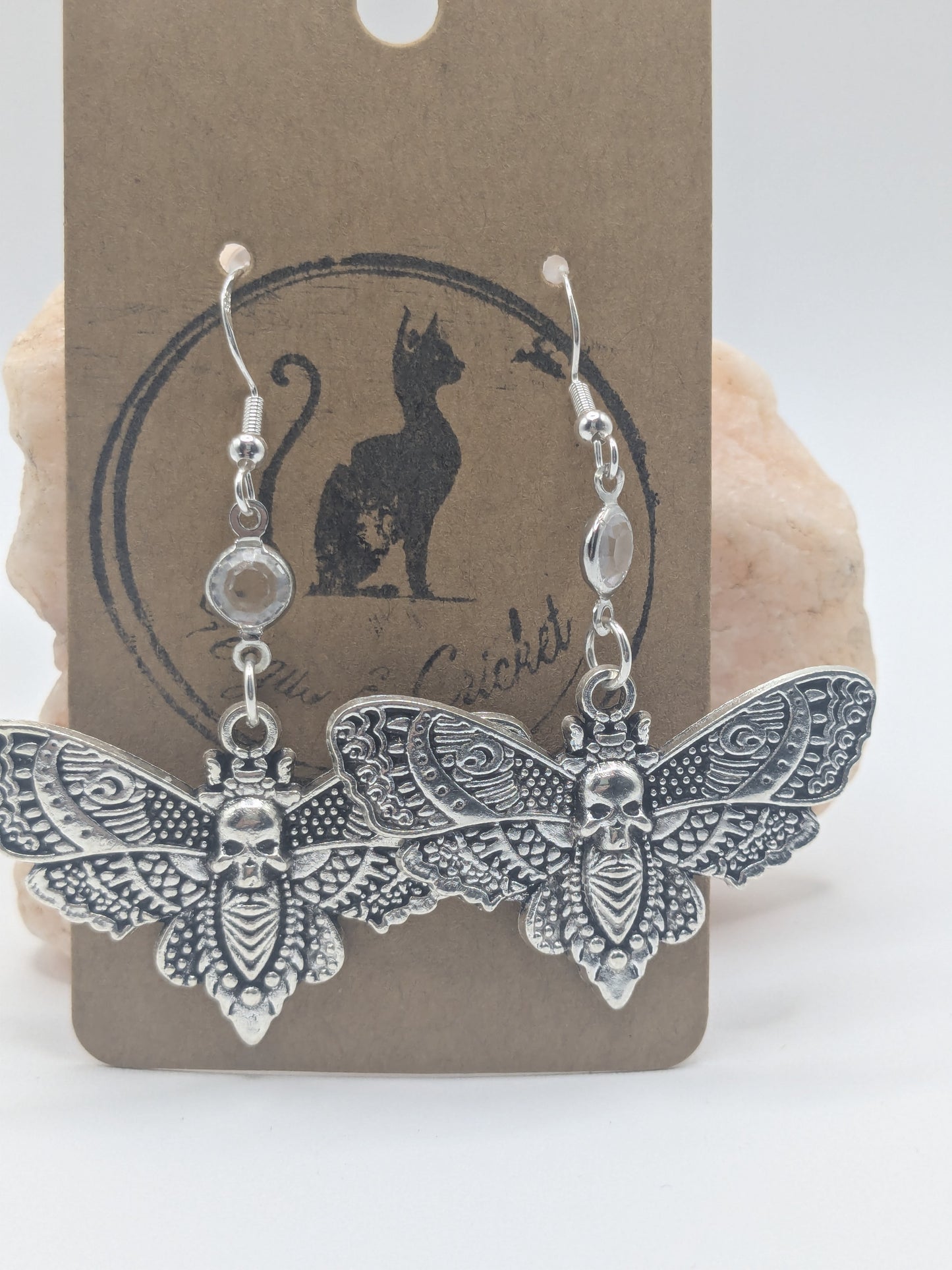 Death's head moth earrings