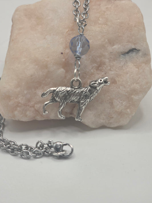 Howling Wolf necklace, blue