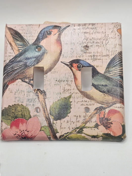 Blue birds double light switch cover.