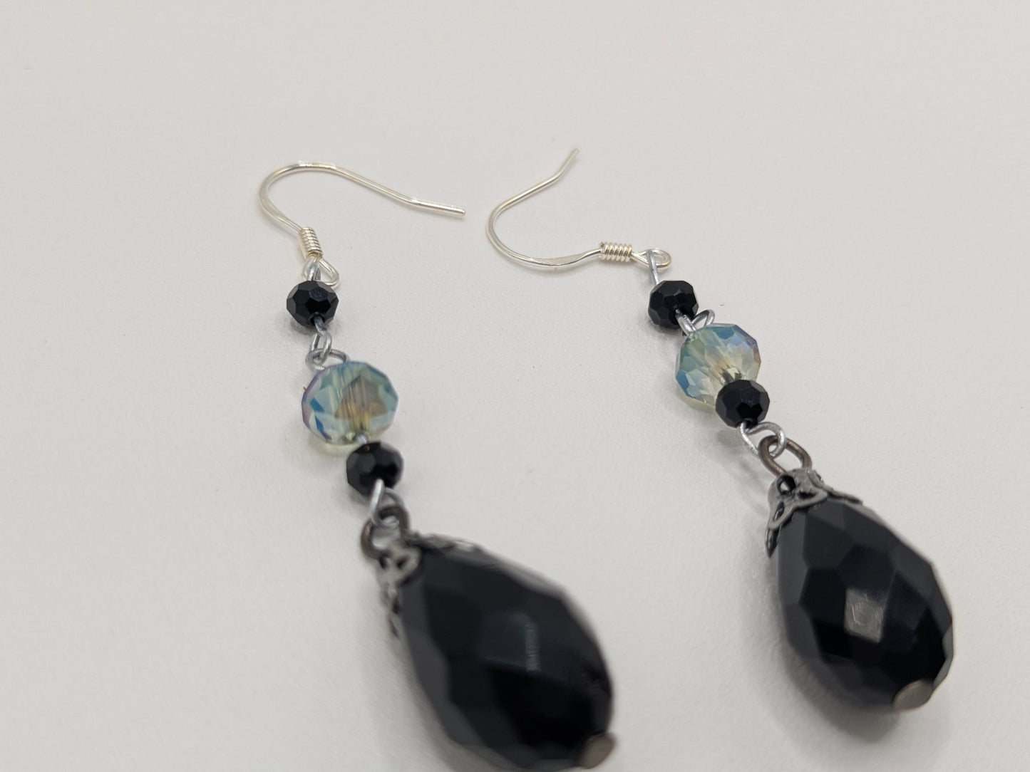 Edwardian black glass earrings
