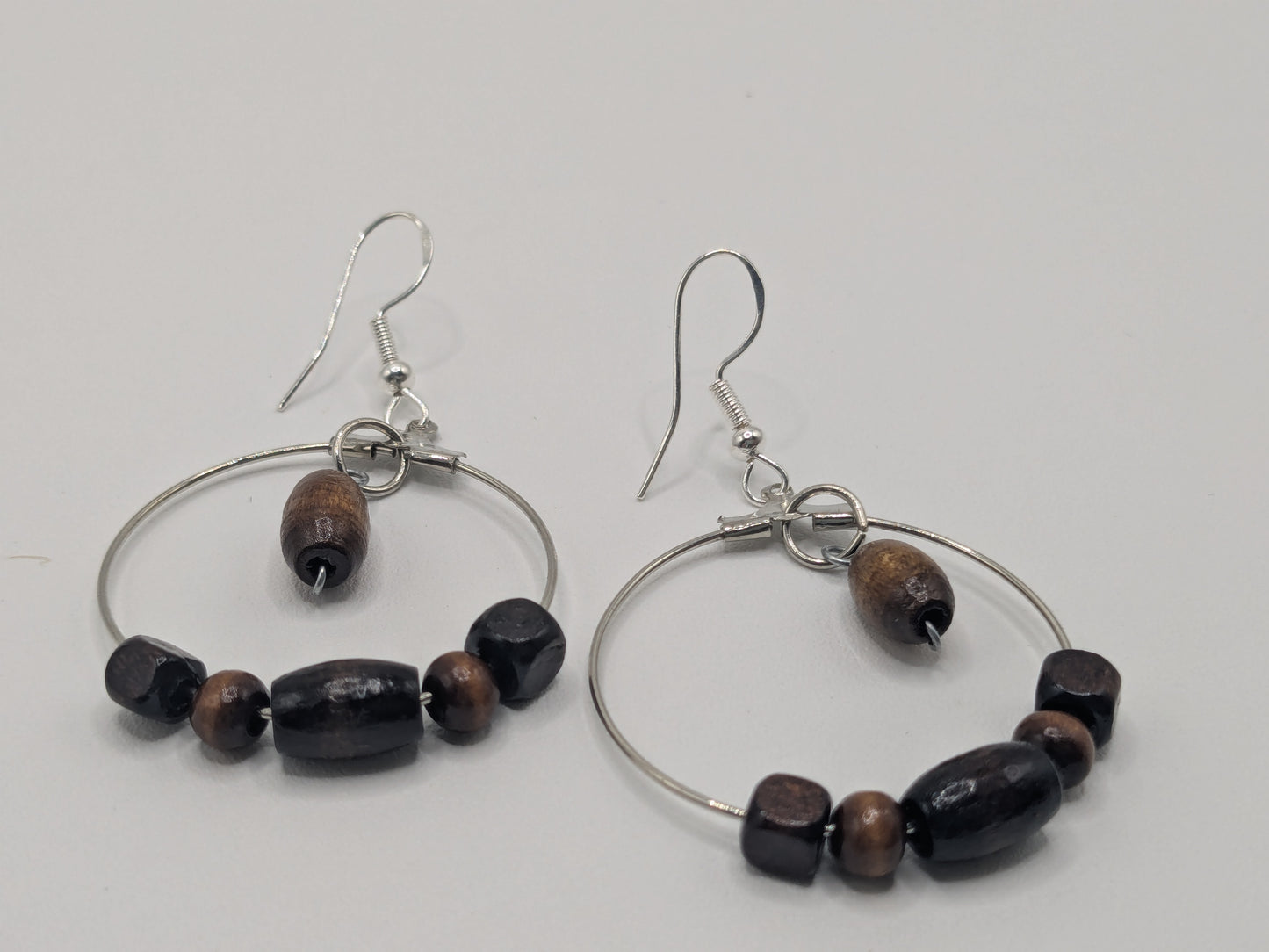 Dark wood bead earrings.