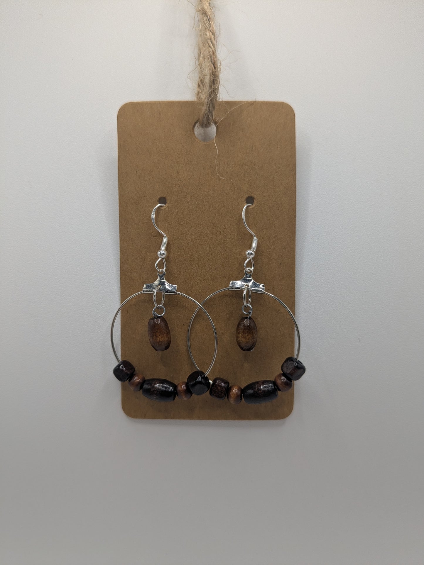 Dark wood bead earrings.
