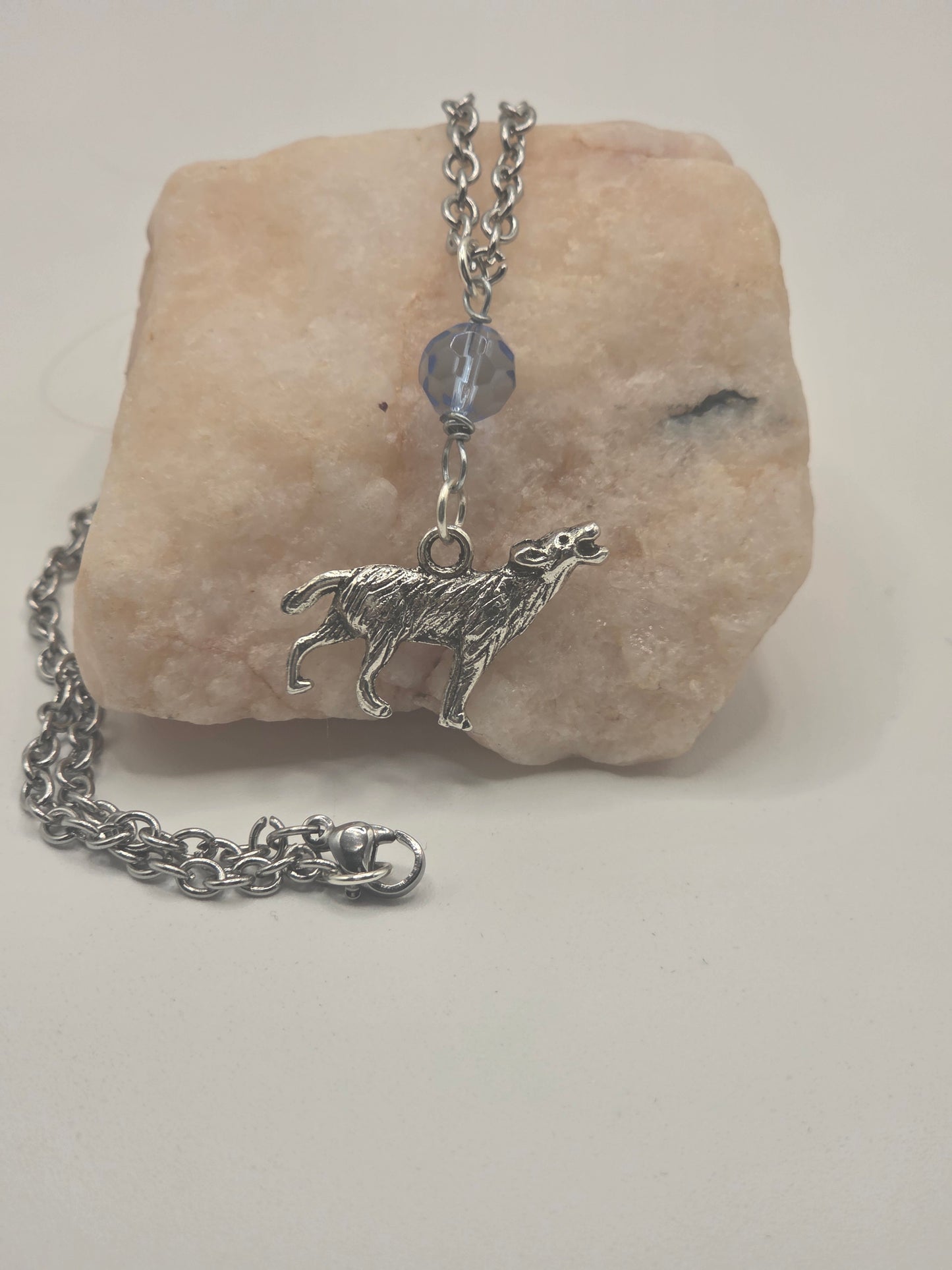 Howling Wolf necklace, blue